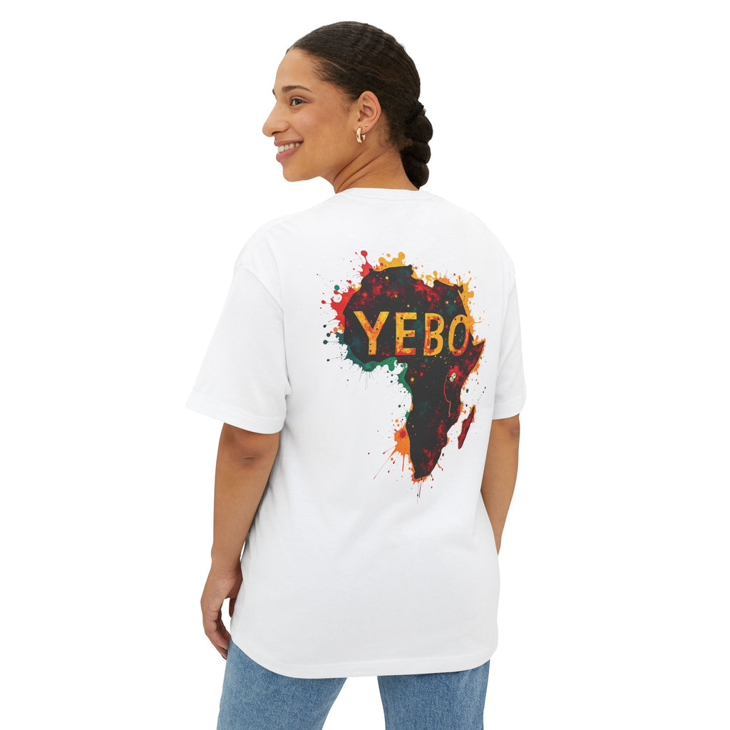 YEBO Africa Map Graphic Tee — Oversized Boxy White T-Shirt