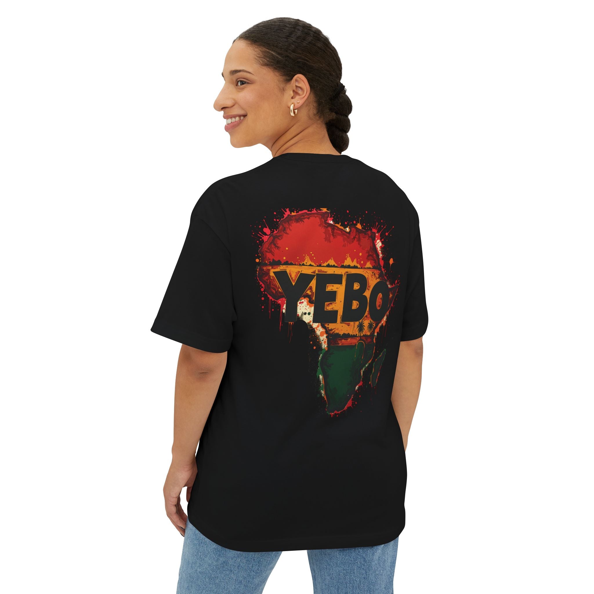 Africa Map Graphic Tee — YEBO® Rasta Colors Oversized T-Shirt