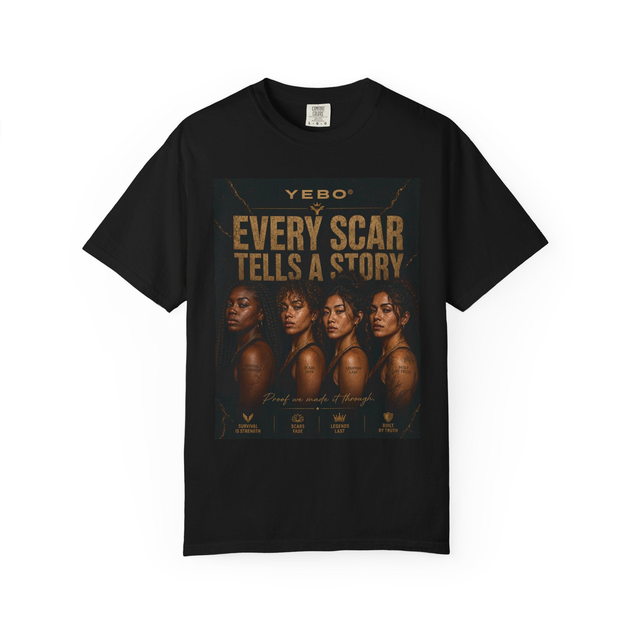 YEBO® Every Scar Tells a Story Women’s Garment-Dyed Heavyweight Tee