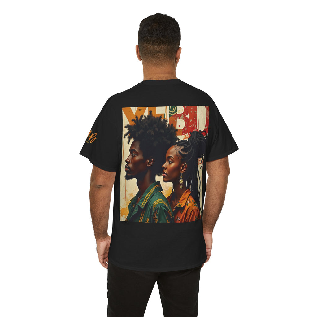 Graphic Tee — 'YEBO' Logo Front & Afrocentric Portrait Back