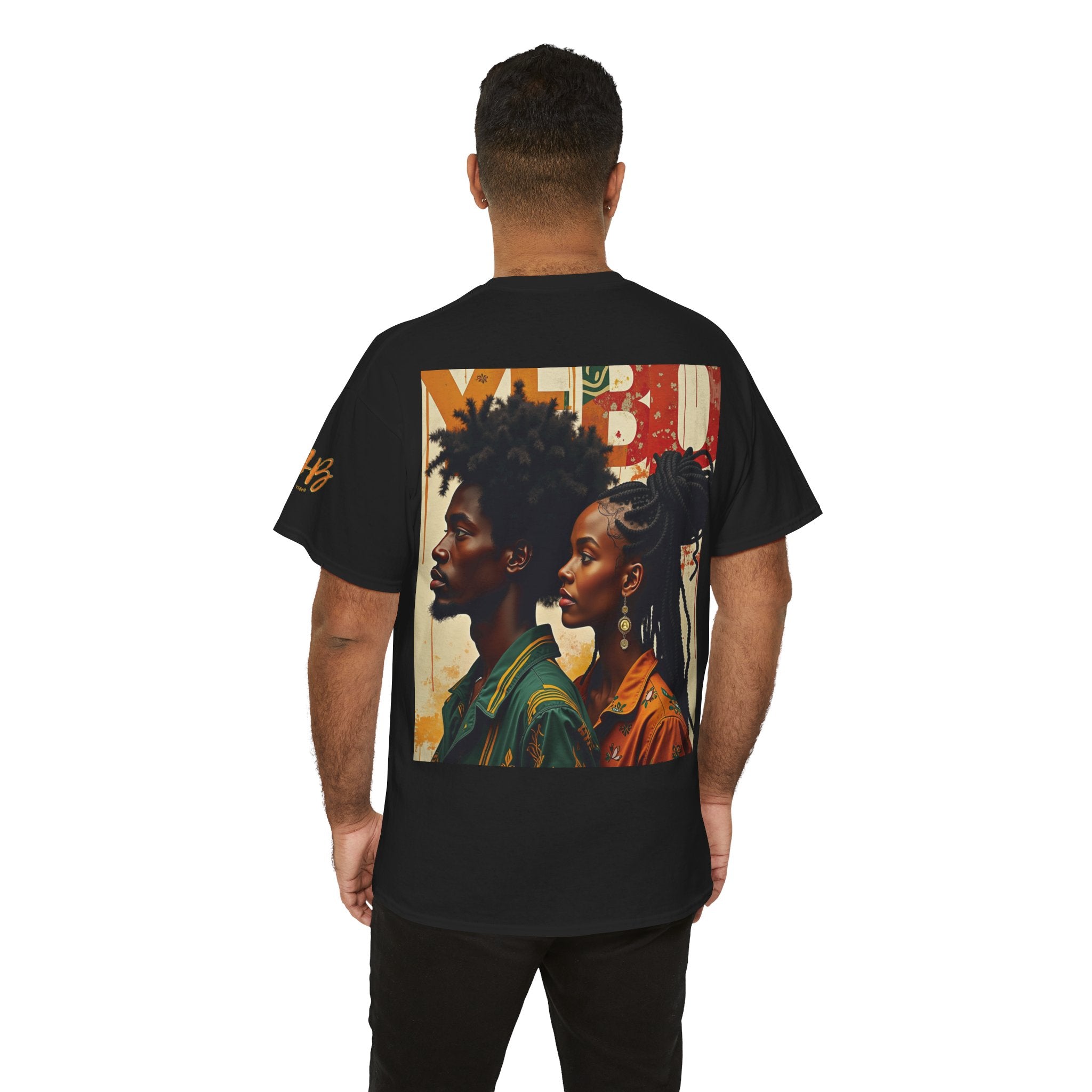 Graphic Tee — 'YEBO' Logo Front & Afrocentric Portrait Back