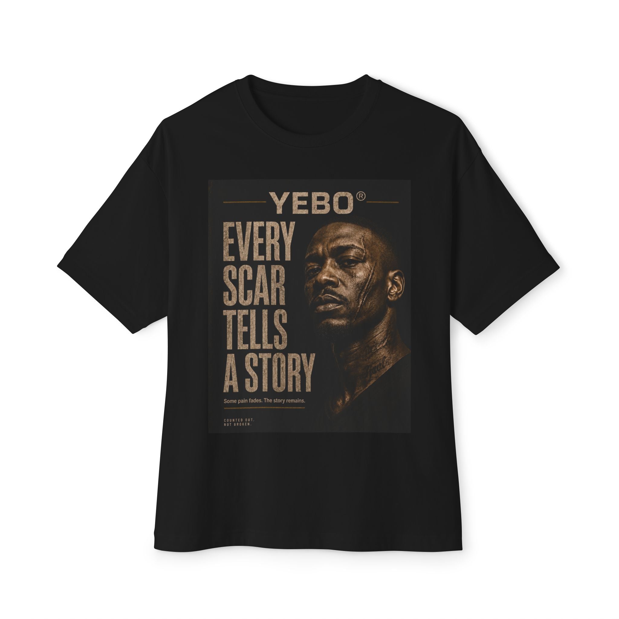 YEBO® Every Scar Tells a Story Oversized Boxy Graphic Tee