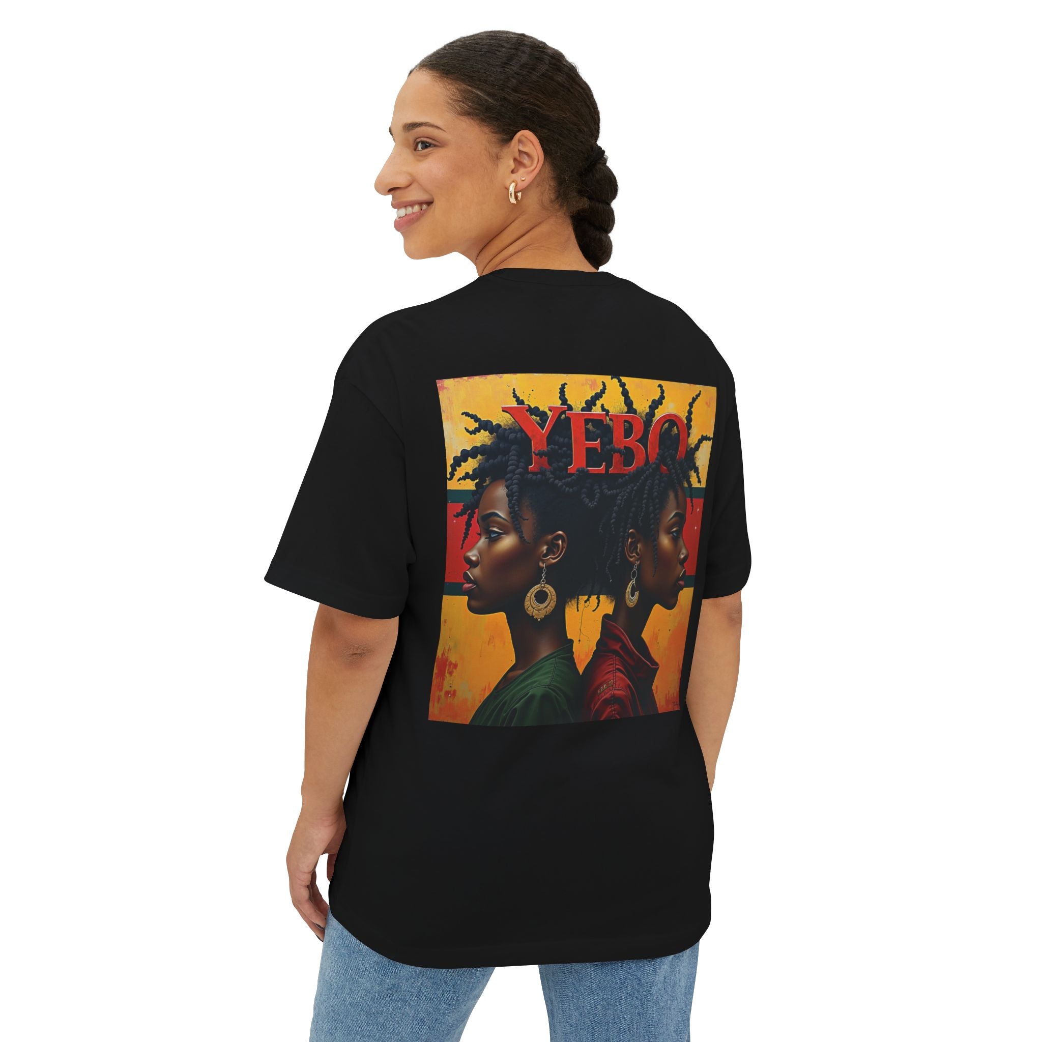 YEBO Graphic Tee — Afrocentric Double Portrait Oversized T‑Shirt