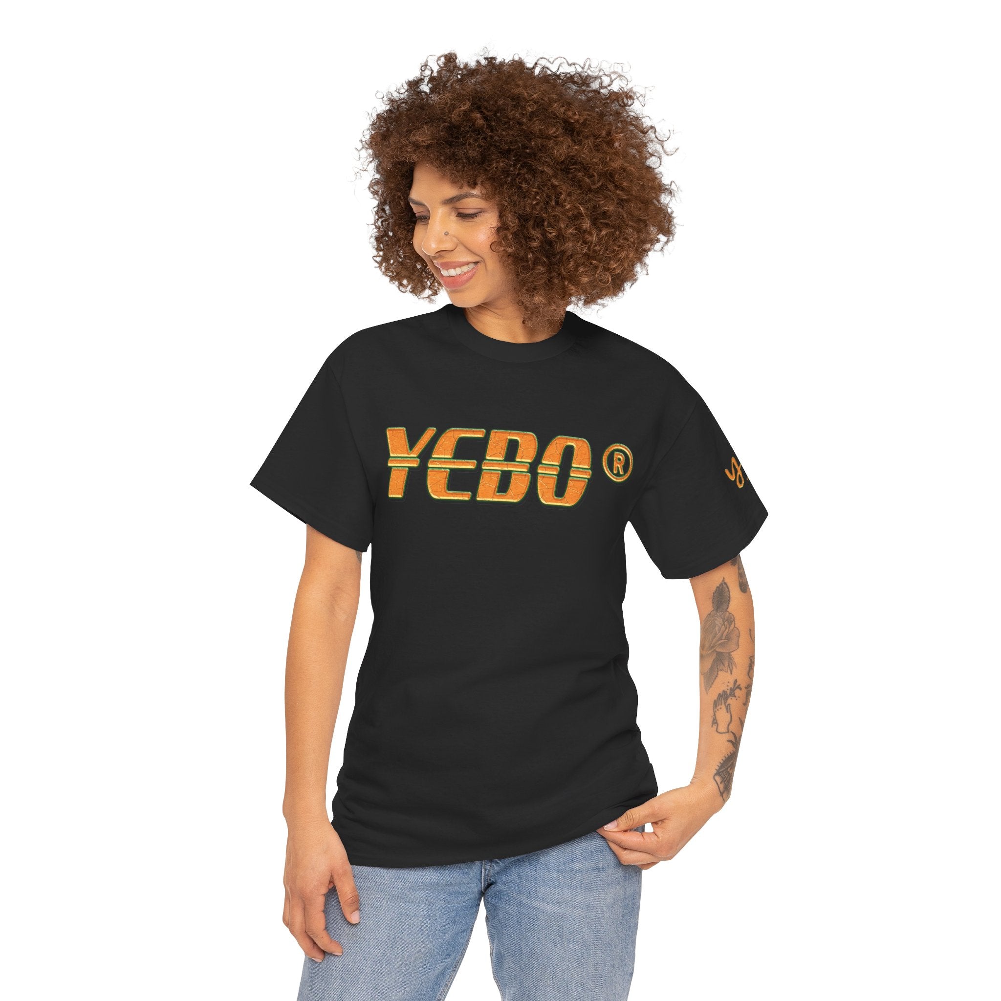 Graphic Tee — 'YEBO' Logo Front & Afrocentric Portrait Back