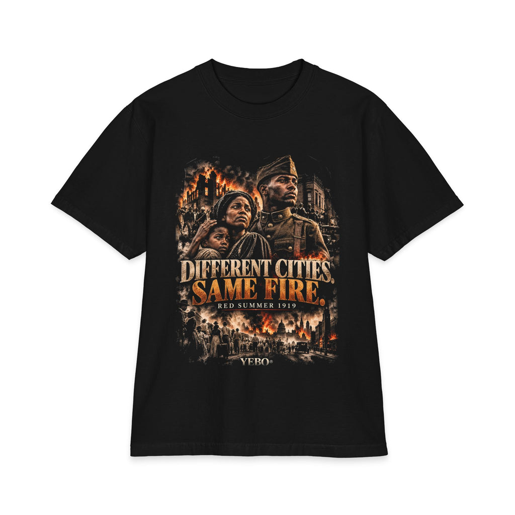 YEBO® DIFFERENT CITIES, SAME FIRE™ | Red Summer 1919 – Oversized Heavyweight Graphic Tee