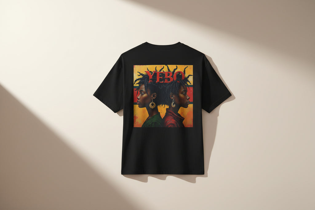 YEBO Graphic Tee — Afrocentric Double Portrait Oversized T‑Shirt