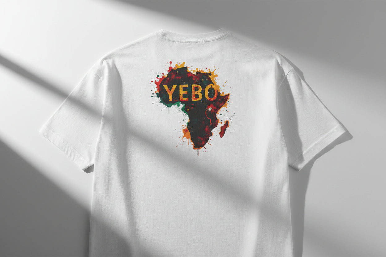 YEBO Africa Map Graphic Tee — Oversized Boxy White T-Shirt